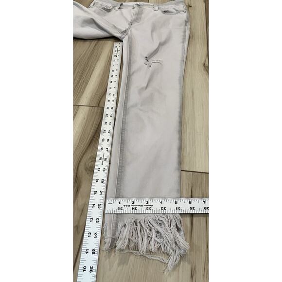 Free People Distressed Khaki Jeans With Frayed Ends Women’s Size 26 - Picture 4 of 13